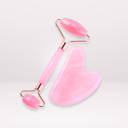 Genuine Rose Quartz Roller & Gua Sha